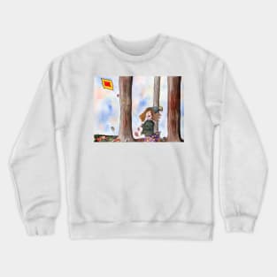 Girl with Kite whimsical watercolor and ink art Crewneck Sweatshirt